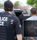 ICE arrest and Texas flag