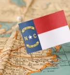 North Carolina, map and flag
