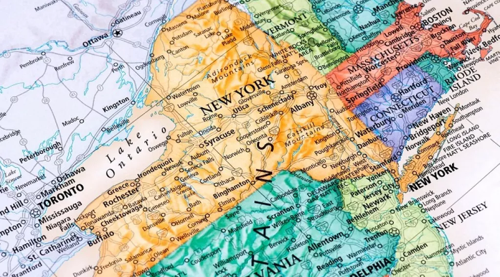 New York State on a Map