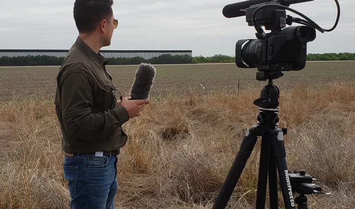 Camera interview at McAllen, TX border