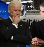 Biden thinking, migrants at border, Judge Wetherell, Cracked Department of Justice Flag