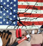 Broken US Flag, Worker Tools, Ur Jaddou USCIS