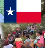 Brownsville, Texas on Map, Texas Flag, Migrants, Troops, River, Canopy, Trees