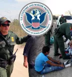 CBP Agents Apprehending Illegal Aliens, CBP Vehicle, CBP DHS Logo