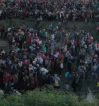 Caravan of Migrants Crossing the Border