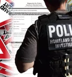 Document, Fraud Alert, Stacks of $100 bills, homeland security investigation police man