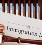 Immigration Law Gavel and Border Wall