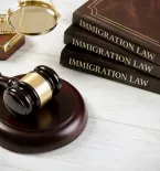 immigration law books and gavel