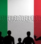 Italy Flag Migrants Fence