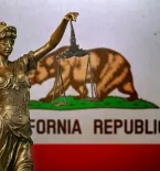 Lady Justice and California Flag
