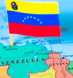 flag of Venezuela on map of the country