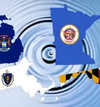 Michigan, Minnesota, Massachusetts, Maryland blue ripple