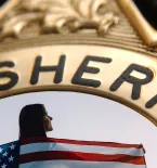 Patriotic Young Woman/Girl, American Flag, Sheriff Badge