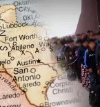 Texas and Mexico on Map, Migrants at Border