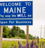 Maine welcome sign edited to say "The way life WILL be"