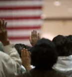 People at taking oath of U.S. citizenship