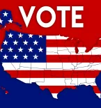 USA flag with the word vote