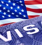 American flag and visa sign