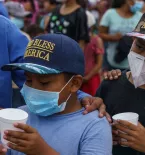 Immigrant children in masks