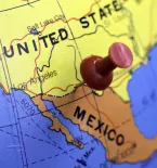 USA and Mexico map boundaries