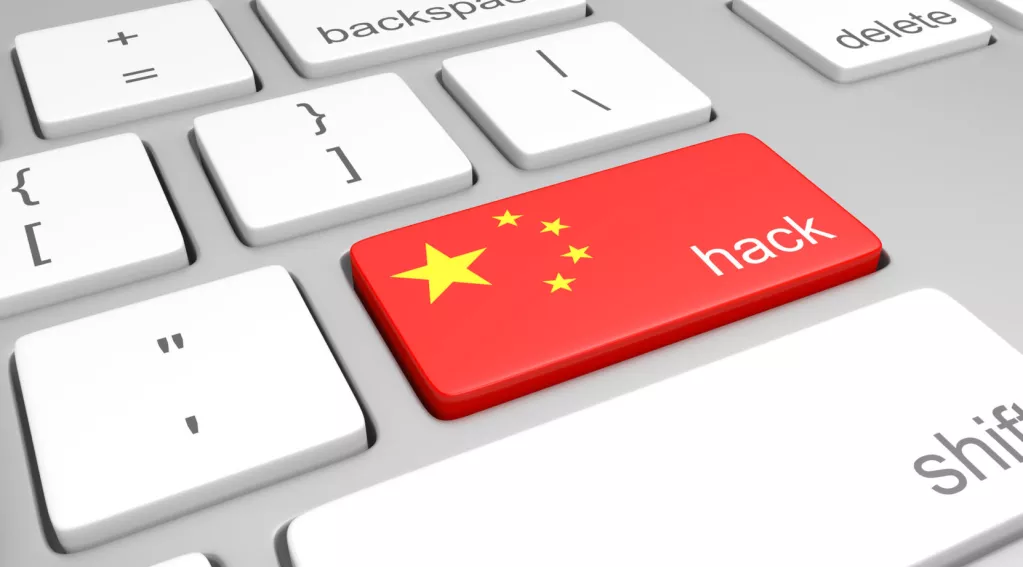 China hacking computer concept