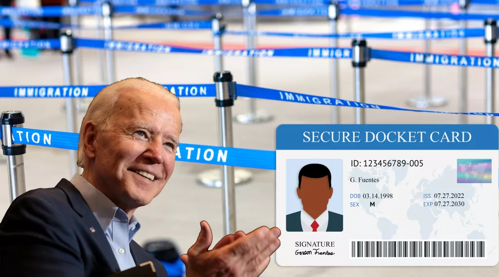 Biden, immigration line, secure docket card