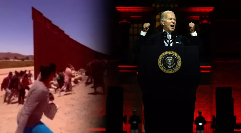 Border Crossings and Biden at his Infamous Dark Red Backdrop Speech