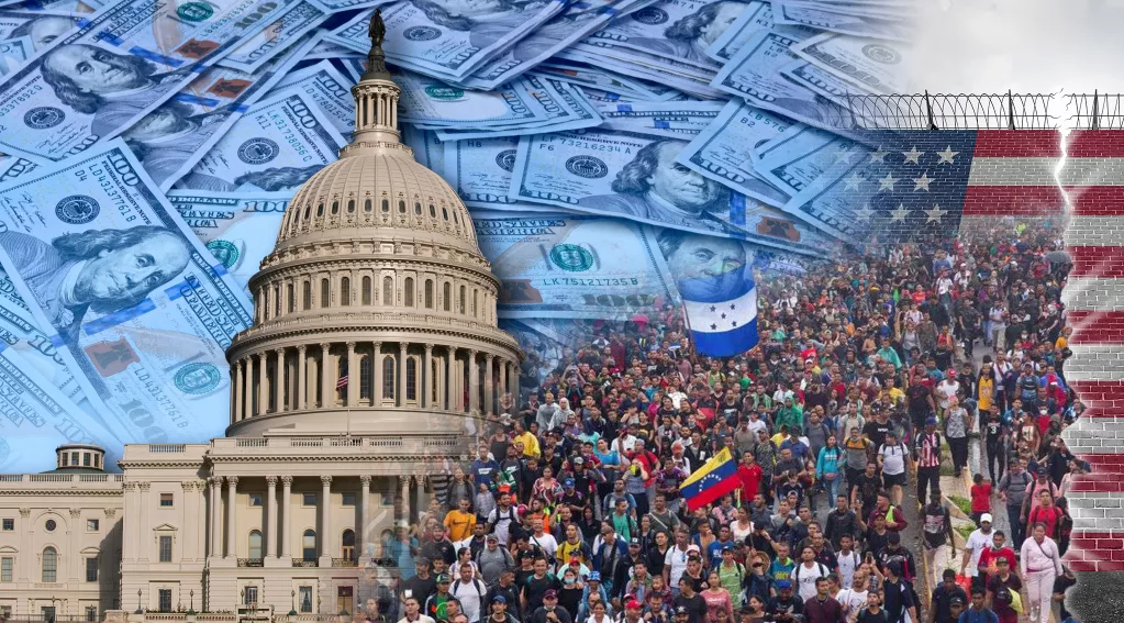 Broken Border, Migrants Pouring Through, Money, US Capitol