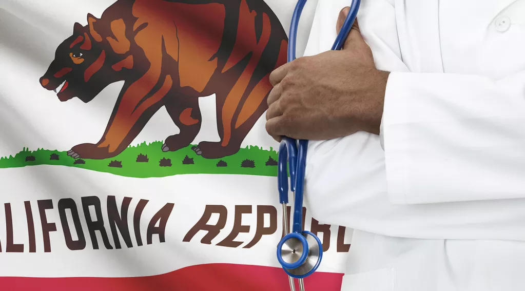 doctor and flag of California