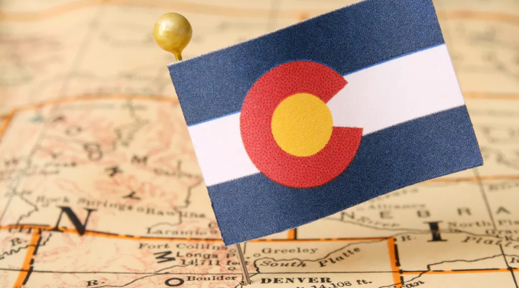 Colorado State Flag on Map