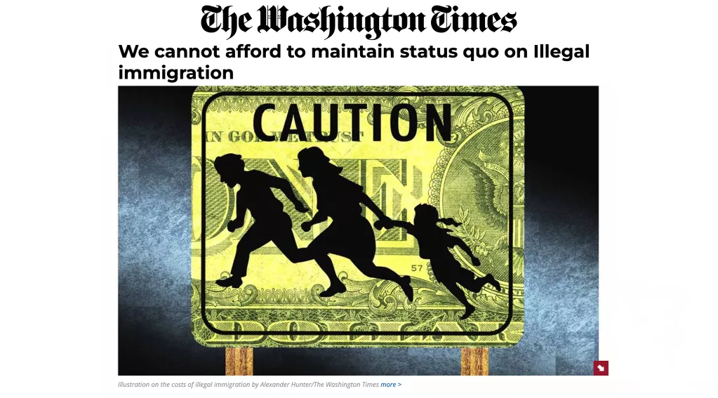 Dan Stein Washington Times Op-Ed, Migrants Running Caution Sign
