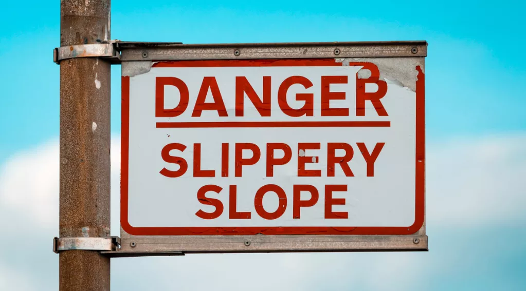 Danger slippery slope sign