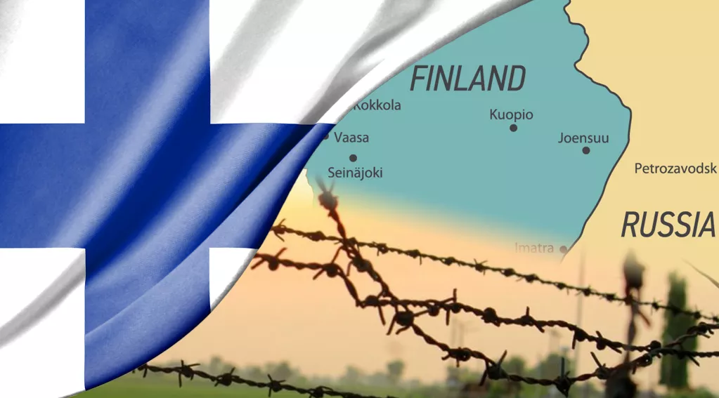 Finland Flag, Finland-Russian Map, Border Barbed Wire Fence