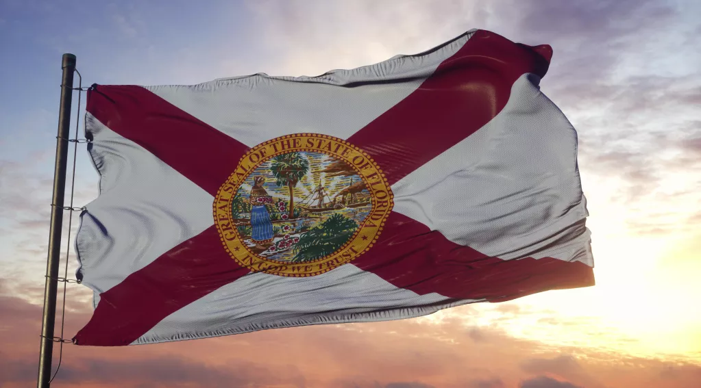 Florida state flag sunset
