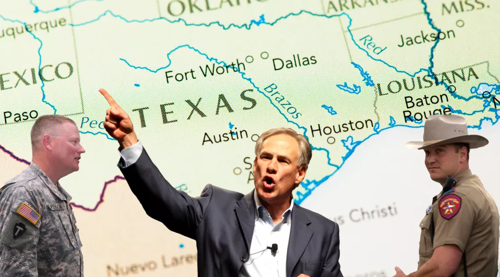 Governor Abbot, Texas State Trooper, Texas on Map