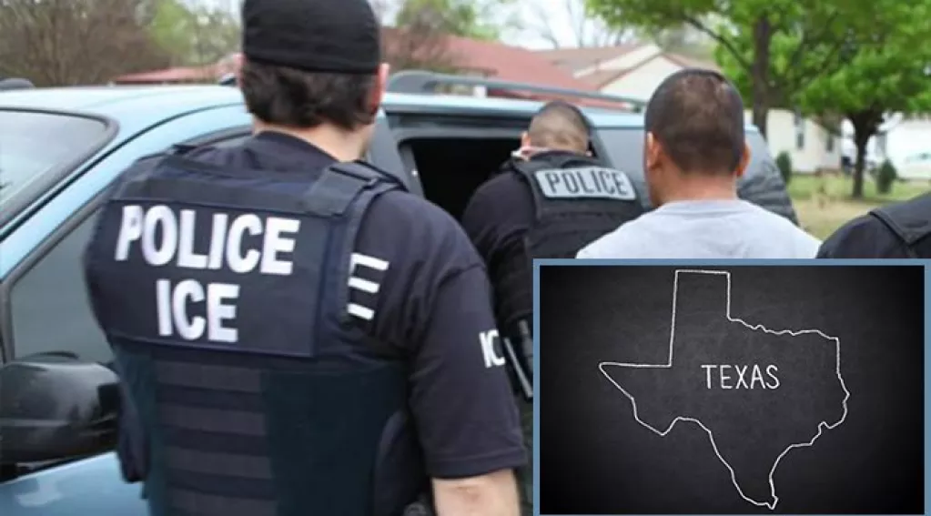 ICE arrest and Texas flag