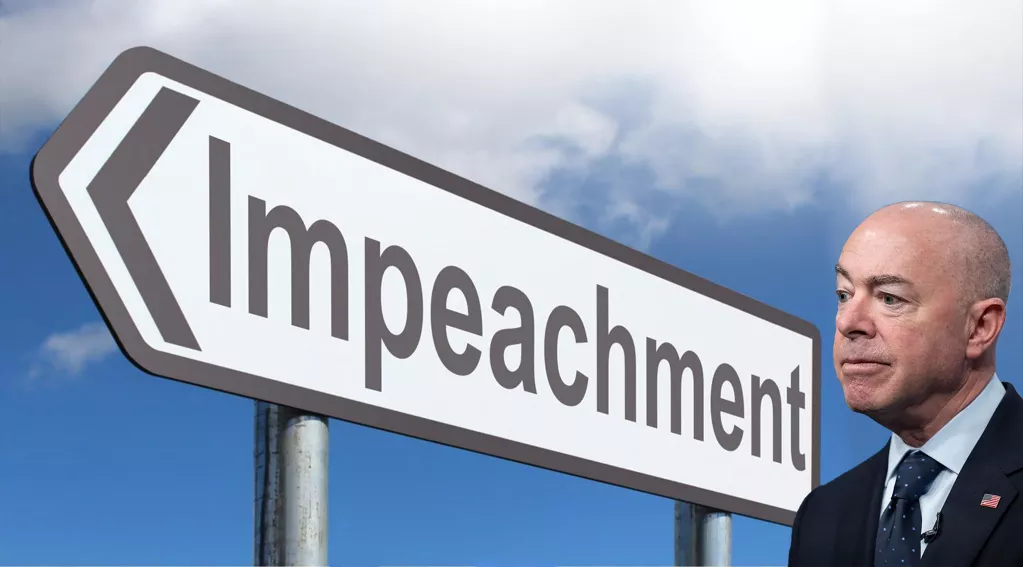 Impeachment sign, Mayorkas
