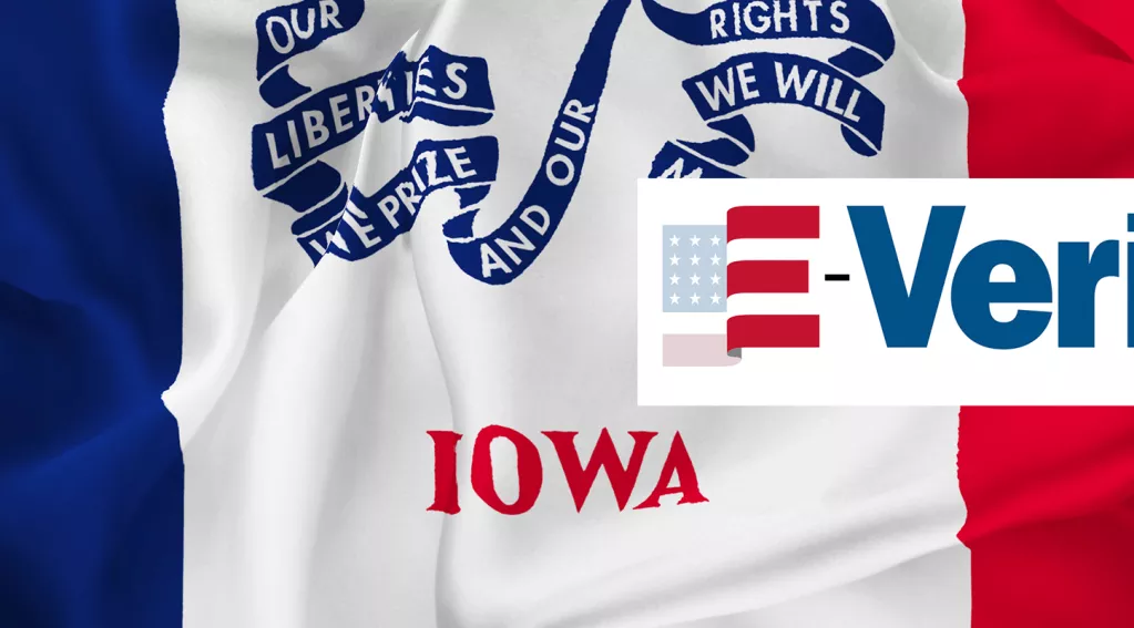 Iowa flag, e-verify