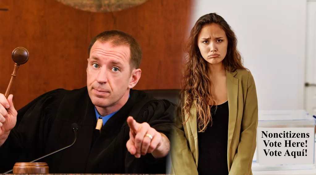Judge, Gavel, Woman Frowning, Illegal Ballot Box