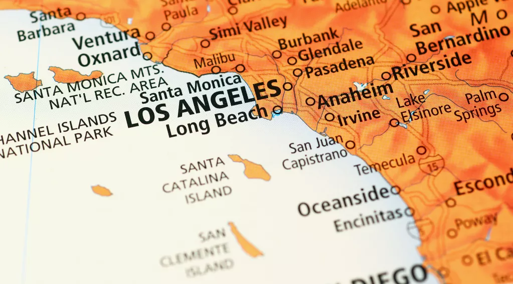 Los Angeles, California on map