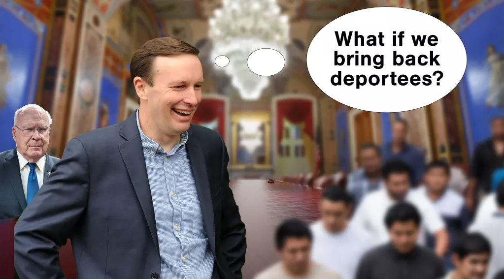 Patrick Leahy, Chris Murphy, Appropriations Committee room, deportees, thought bubble