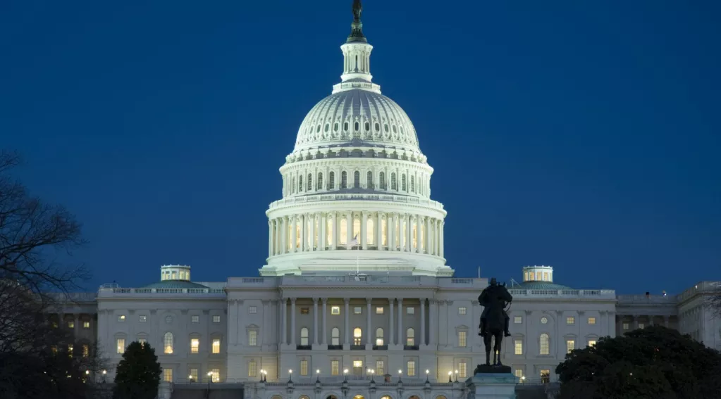 US Capitol Building Dark Blue Sky