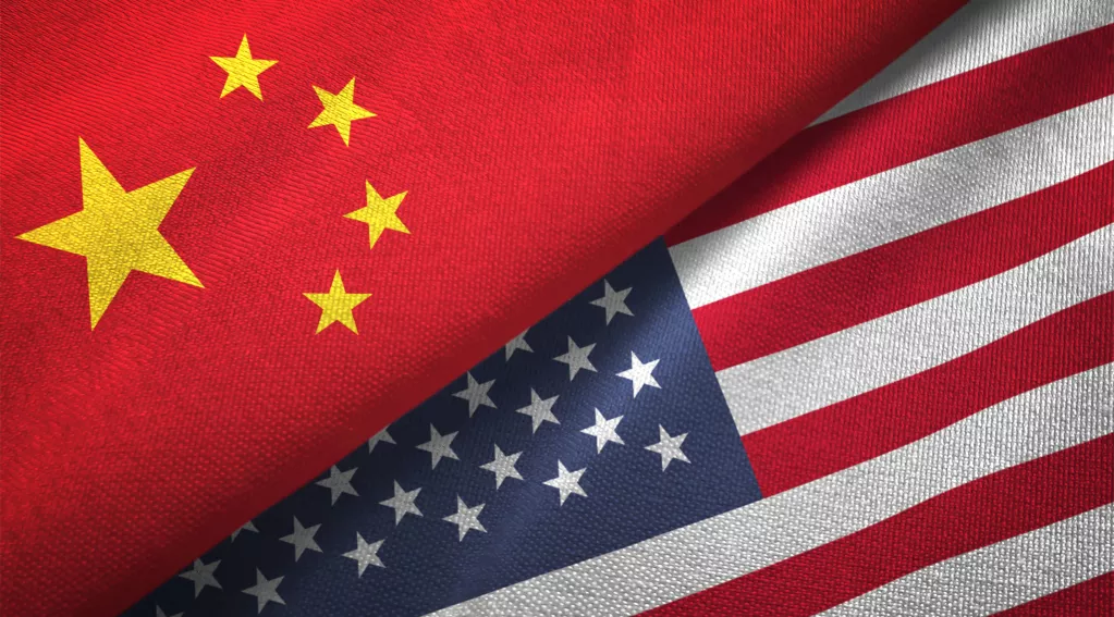 China and United States Flags side by side