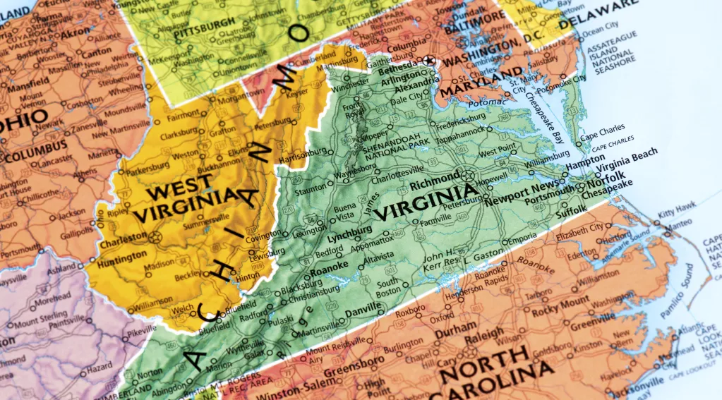 Virginia on map