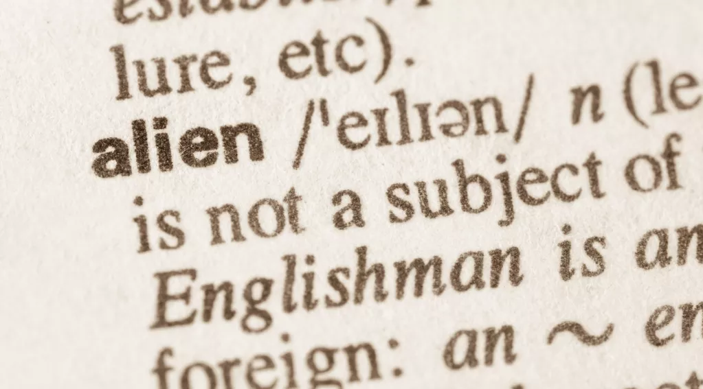 Dictionary definition of the word alien.