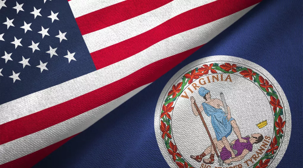 United States and State of Virginia flag