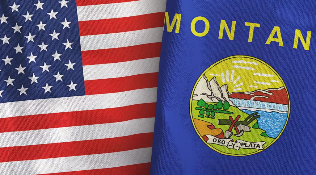 United States and Montana flags