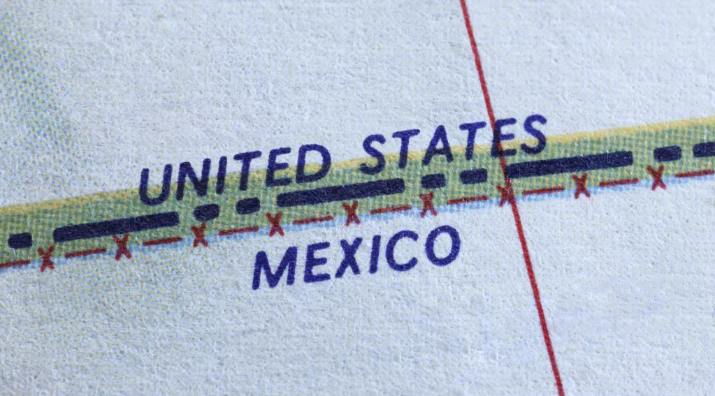 United States and Mexico map boundaries