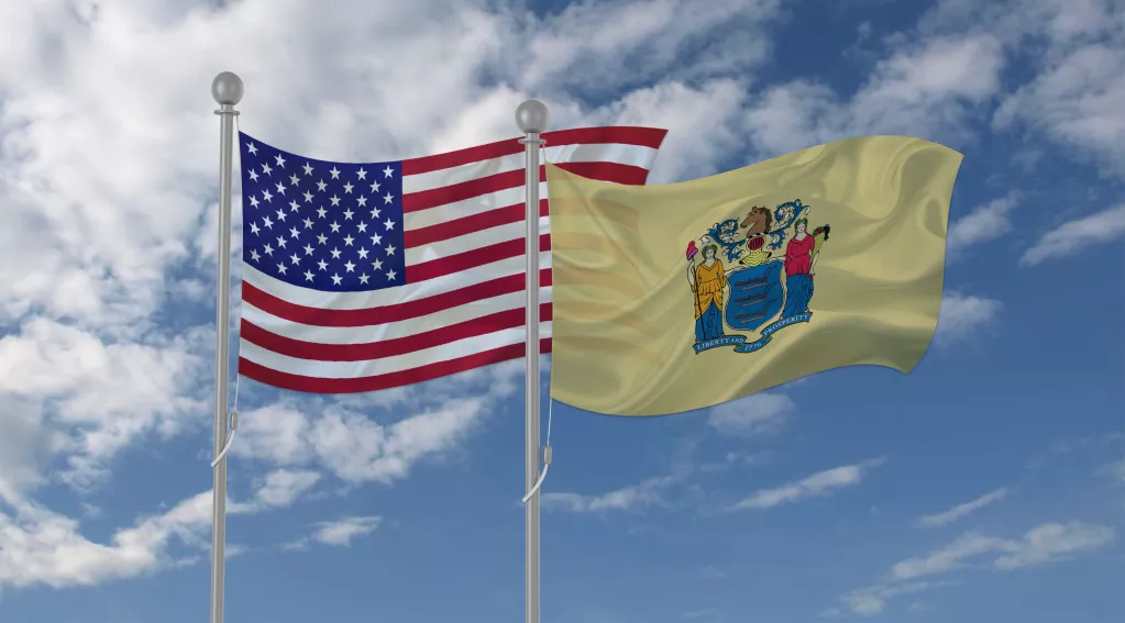 Image of United States and New Jersey flags