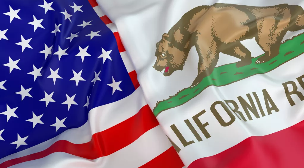 U.S. and California state flags